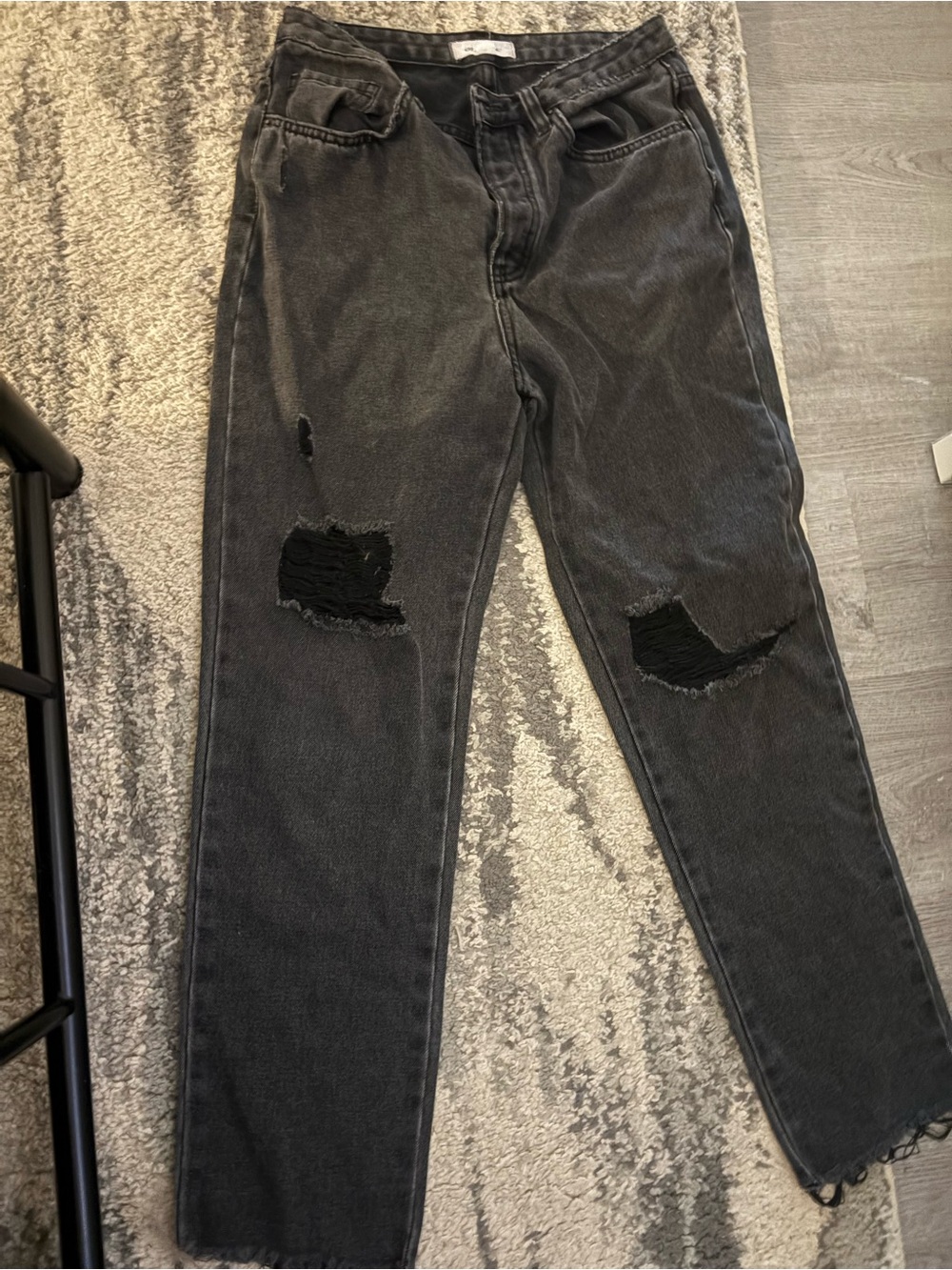 Women’s Black Washed Distressed Jeans